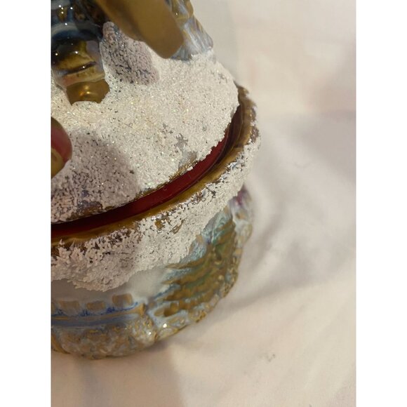 JC Penny Home Collection Snowman Reactive Glaze Porcelain Wind-Up Music Box W Bo - Picture 4 of 15